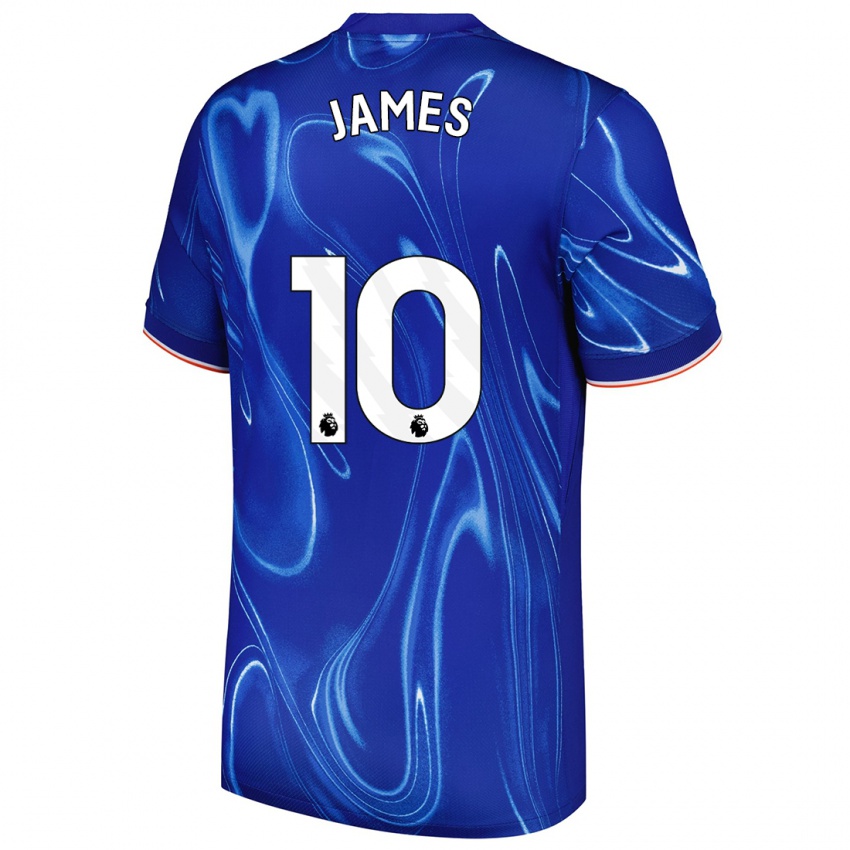 Niño Camiseta Lauren James #10 Azul Blanco 1ª Equipación 2024/25 La Camisa Perú