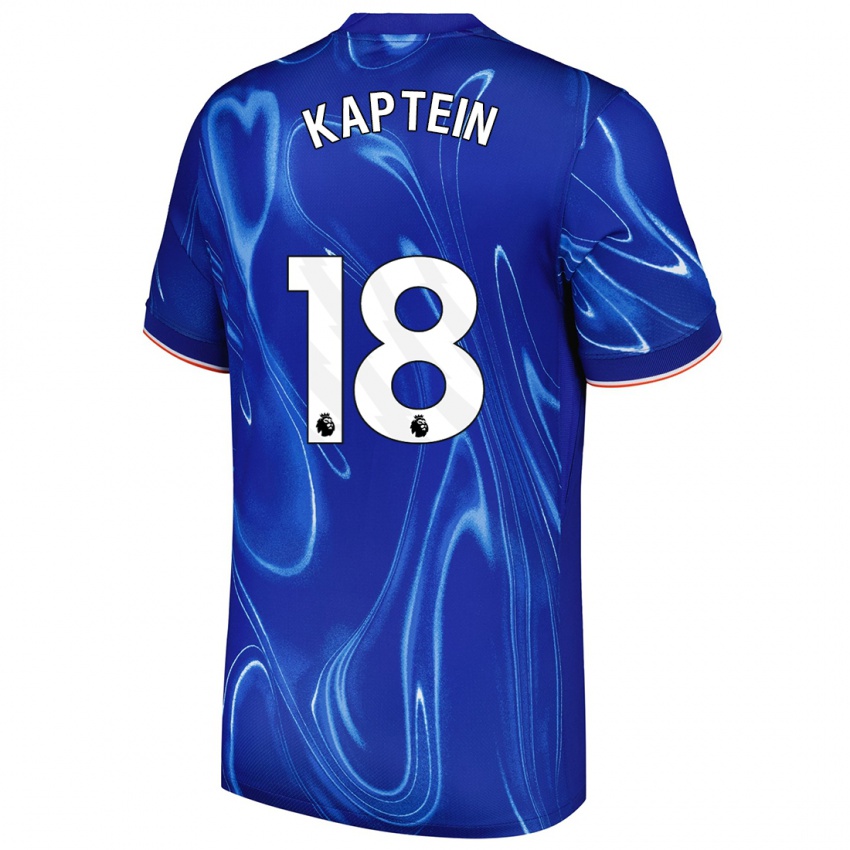 Niño Camiseta Wieke Kaptein #18 Azul Blanco 1ª Equipación 2024/25 La Camisa Perú