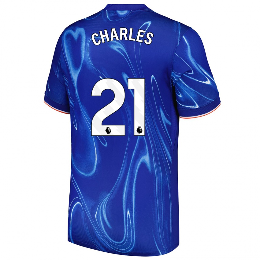 Niño Camiseta Niamh Charles #21 Azul Blanco 1ª Equipación 2024/25 La Camisa Perú