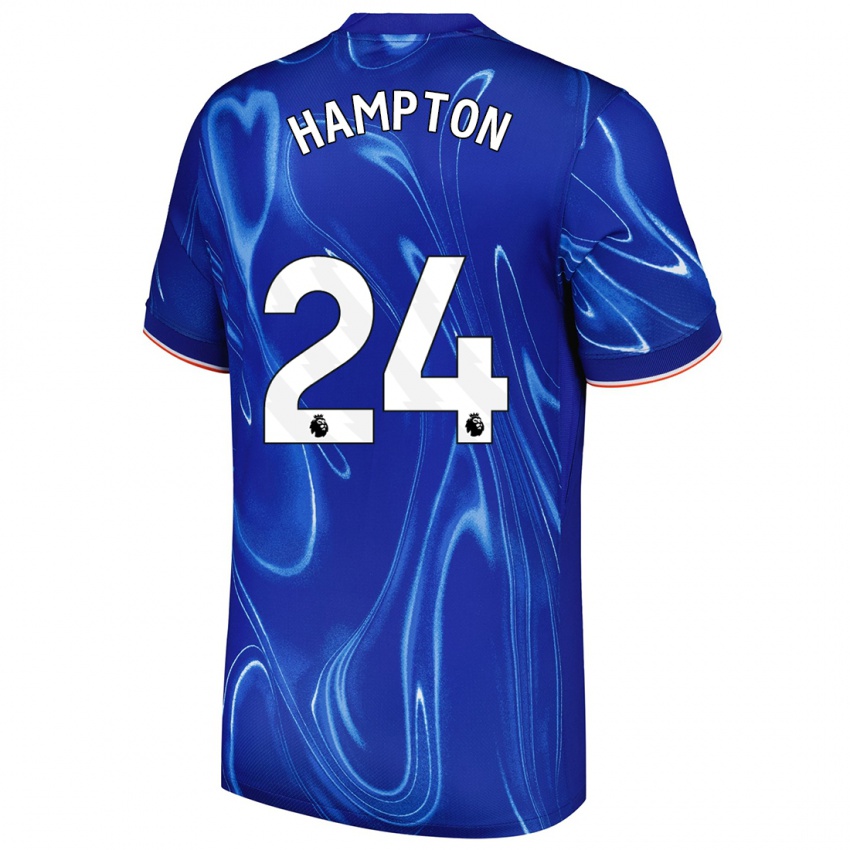 Niño Camiseta Hannah Hampton #24 Azul Blanco 1ª Equipación 2024/25 La Camisa Perú