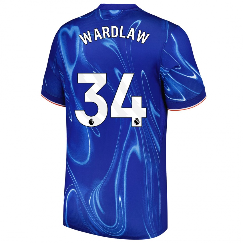 Niño Camiseta Charlotte Wardlaw #34 Azul Blanco 1ª Equipación 2024/25 La Camisa Perú