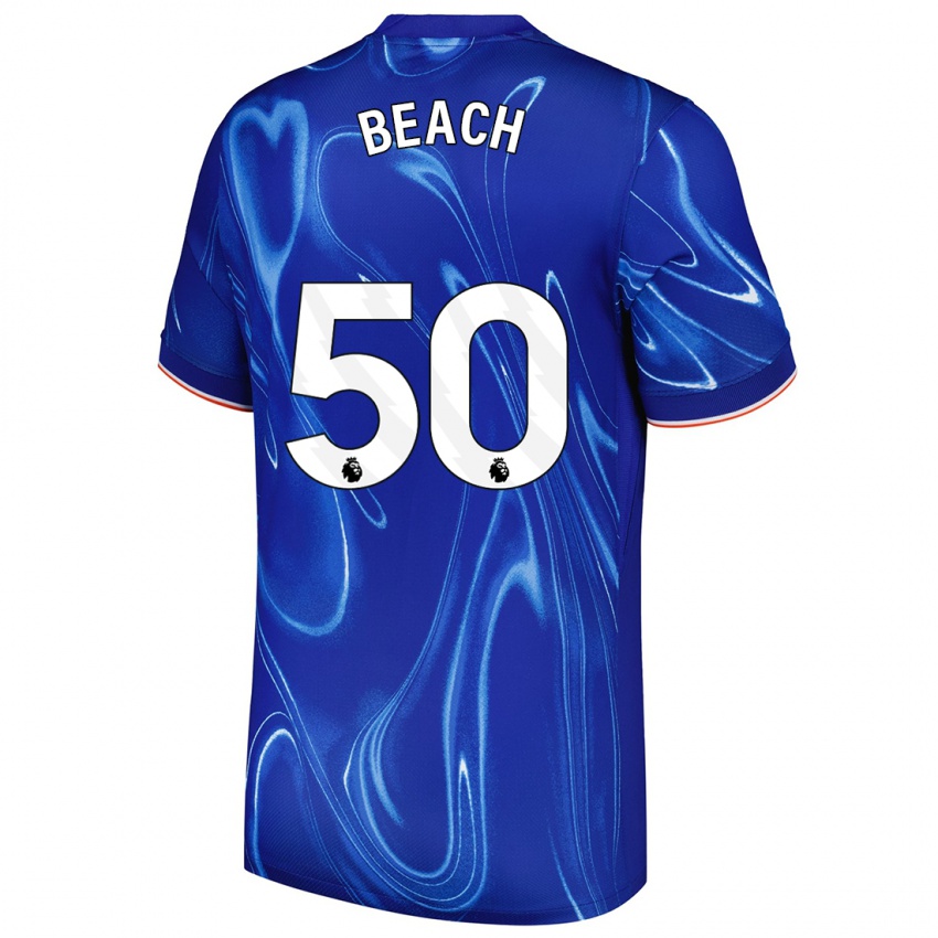 Niño Camiseta Eddie Beach #50 Azul Blanco 1ª Equipación 2024/25 La Camisa Perú