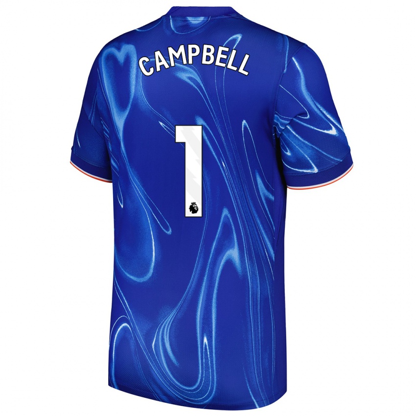 Niño Camiseta Luke Campbell #1 Azul Blanco 1ª Equipación 2024/25 La Camisa Perú