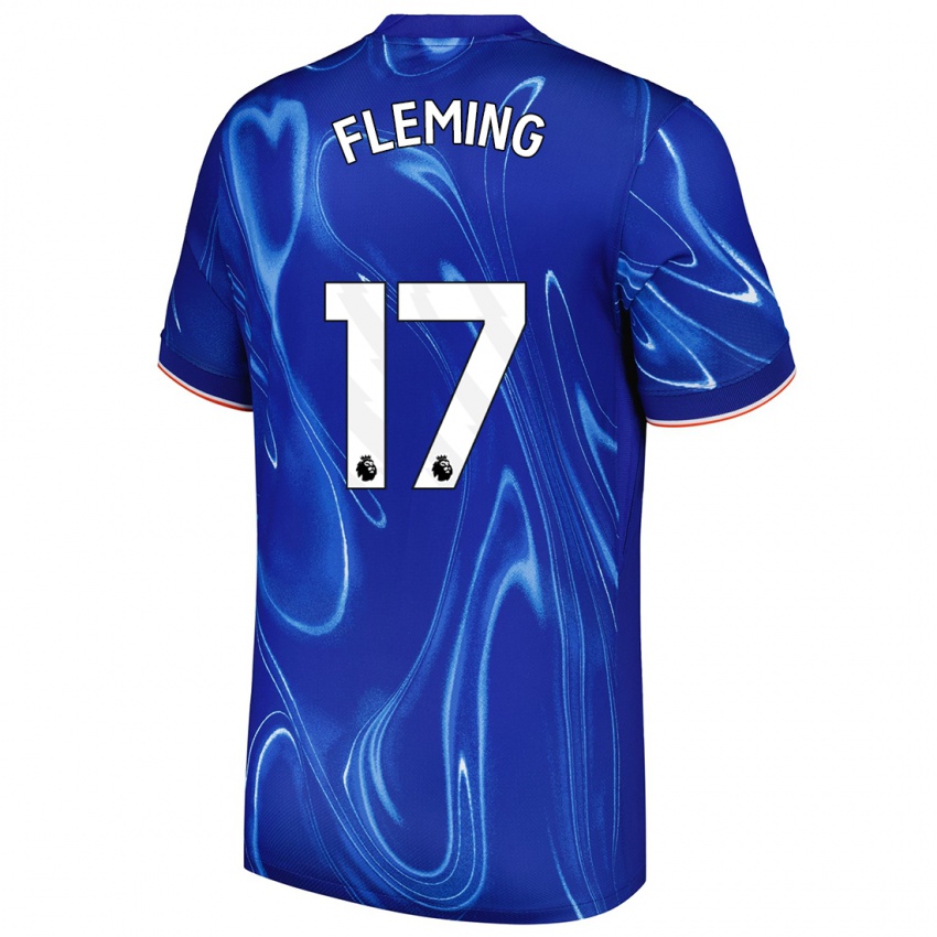 Niño Camiseta Jessie Fleming #17 Azul Blanco 1ª Equipación 2024/25 La Camisa Perú