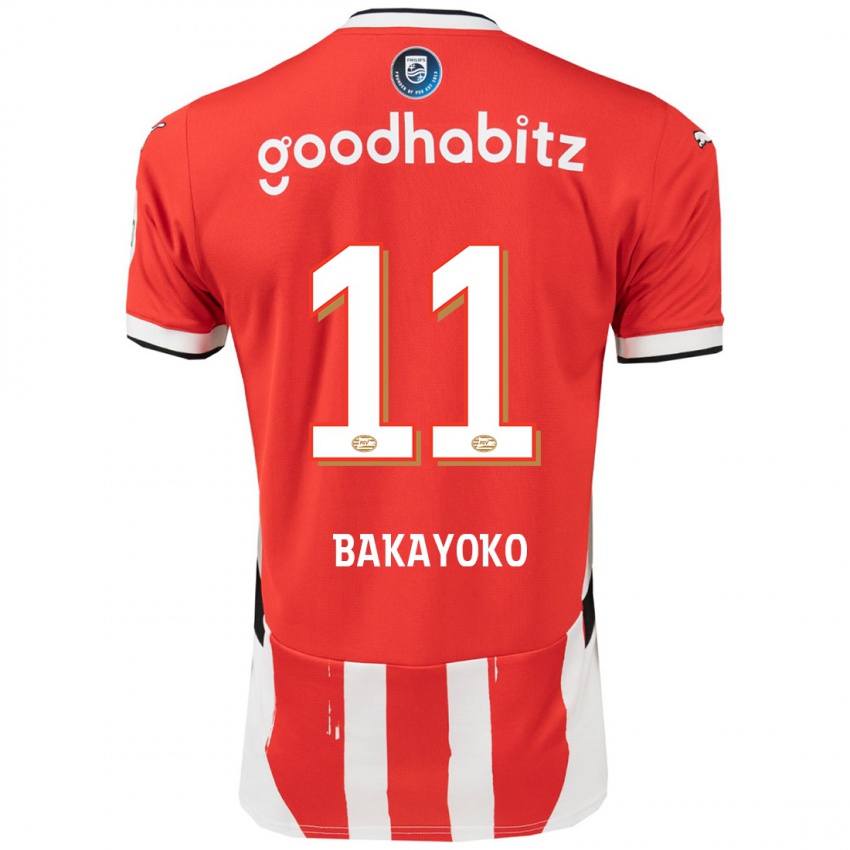 Niño Camiseta Johan Bakayoko #11 Rojo Blanco 1ª Equipación 2024/25 La Camisa Perú