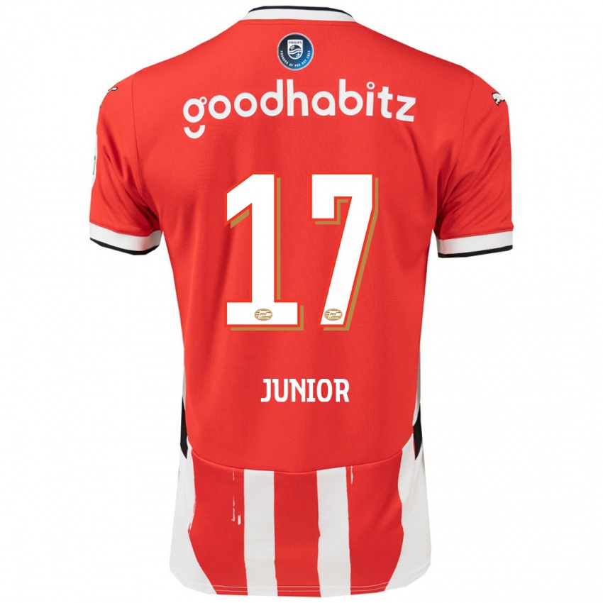 Niño Camiseta Mauro Junior #17 Rojo Blanco 1ª Equipación 2024/25 La Camisa Perú