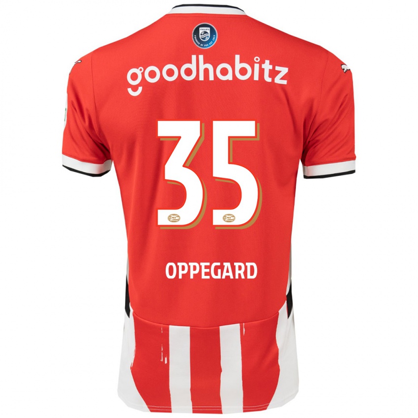 Niño Camiseta Fredrik Oppegard #35 Rojo Blanco 1ª Equipación 2024/25 La Camisa Perú