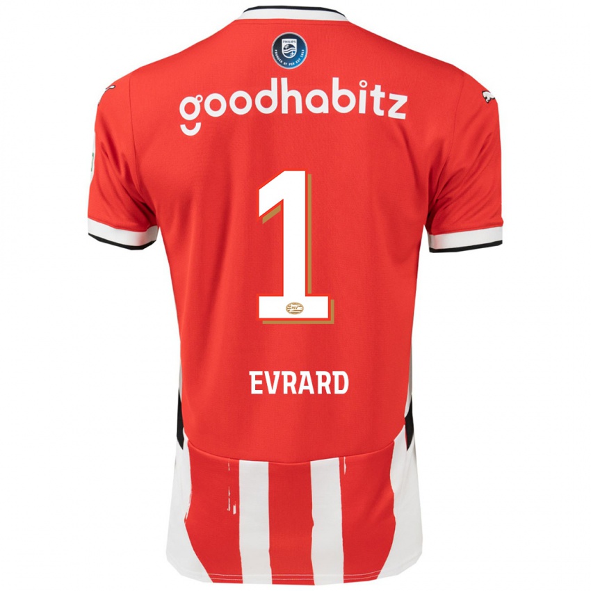 Niño Camiseta Nicky Evrard #1 Rojo Blanco 1ª Equipación 2024/25 La Camisa Perú