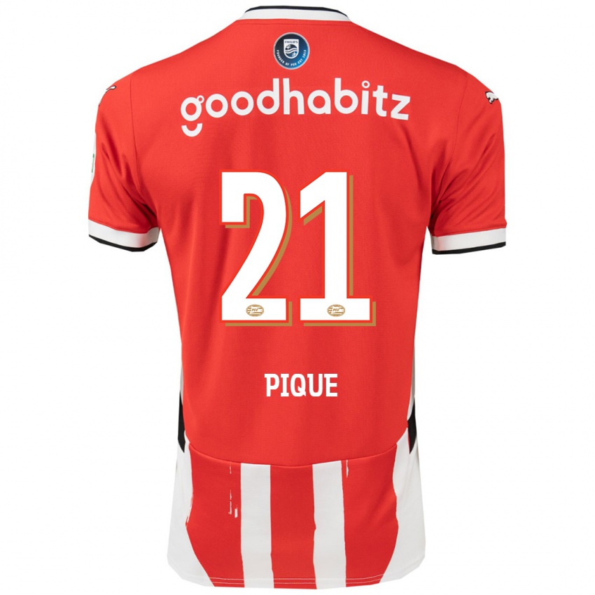 Niño Camiseta Naomi Piqué #21 Rojo Blanco 1ª Equipación 2024/25 La Camisa Perú