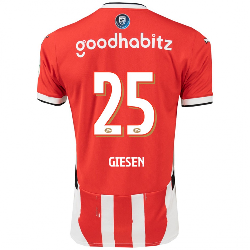 Niño Camiseta Suzanne Giesen #25 Rojo Blanco 1ª Equipación 2024/25 La Camisa Perú