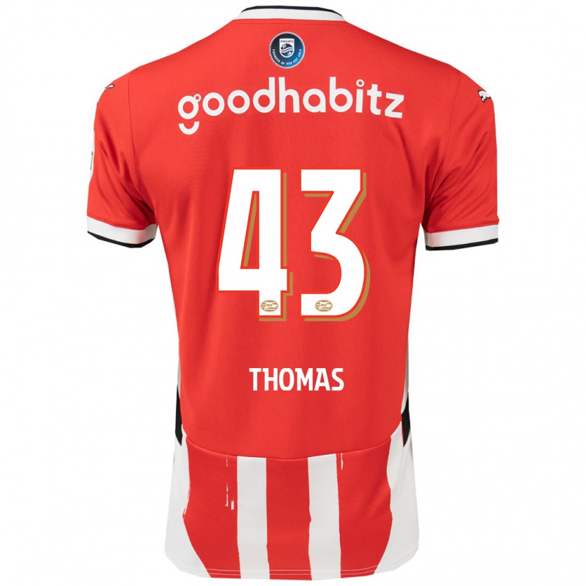 Niño Camiseta Kealyn Thomas #43 Rojo Blanco 1ª Equipación 2024/25 La Camisa Perú