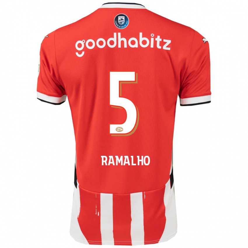 Niño Camiseta Andre Ramalho #5 Rojo Blanco 1ª Equipación 2024/25 La Camisa Perú