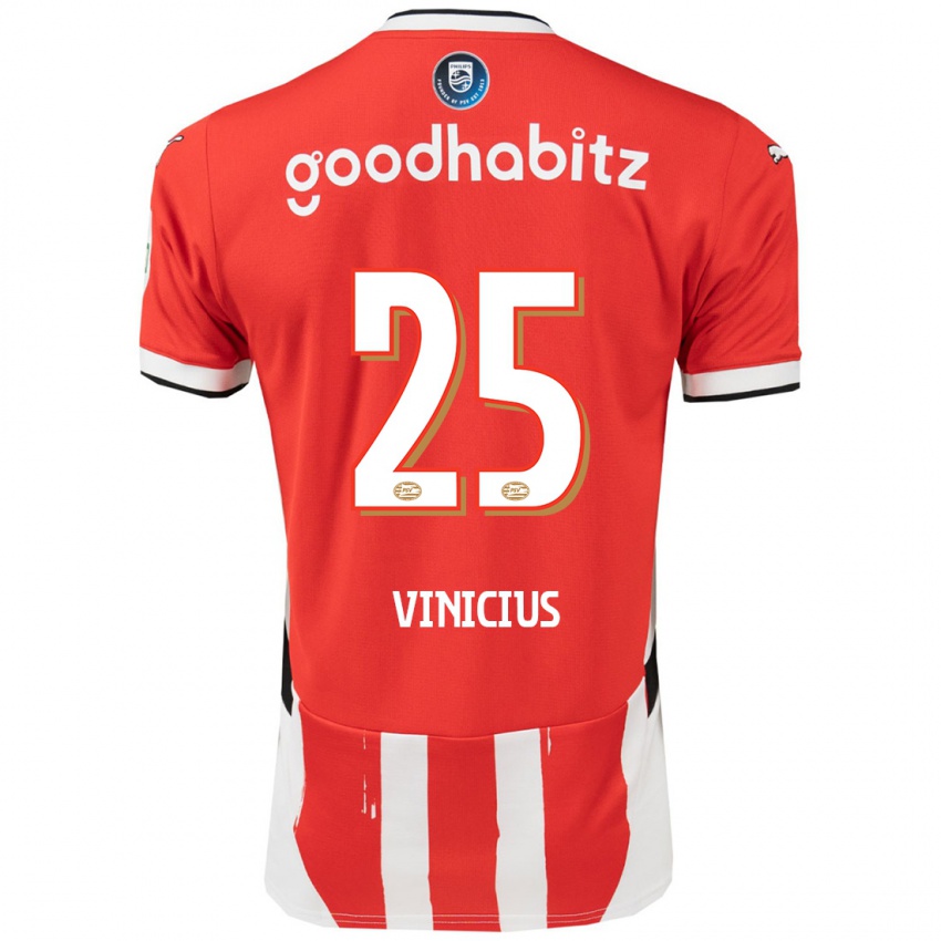 Niño Camiseta Carlos Vinicius #25 Rojo Blanco 1ª Equipación 2024/25 La Camisa Perú