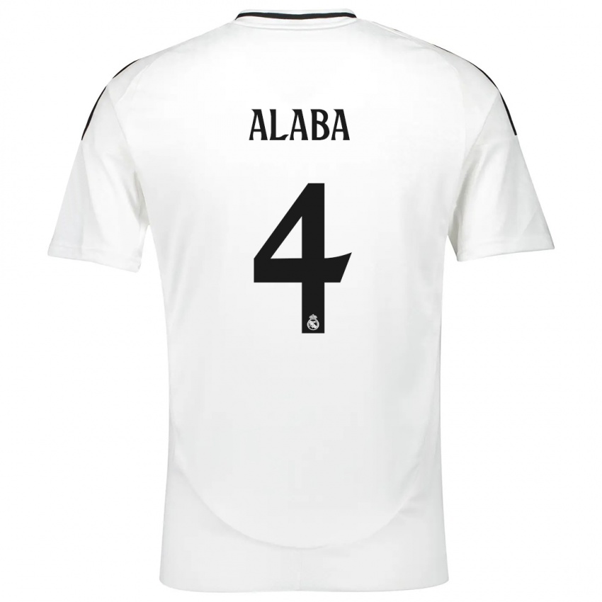 Niño Camiseta David Alaba #4 Blanco 1ª Equipación 2024/25 La Camisa Perú