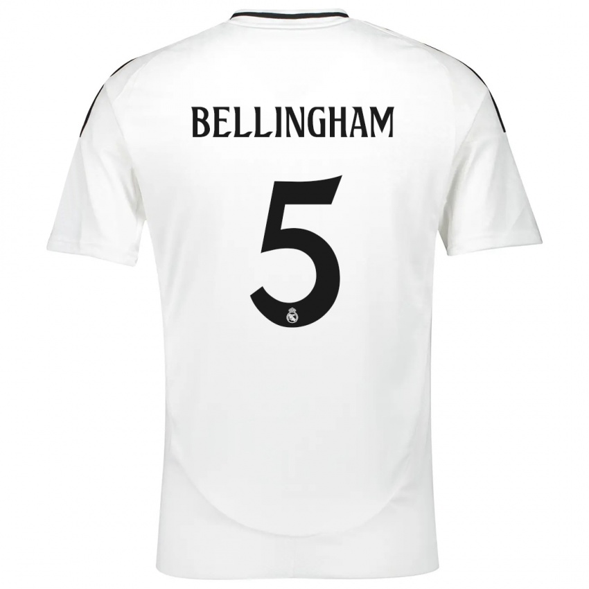 Niño Camiseta Jude Bellingham #5 Blanco 1ª Equipación 2024/25 La Camisa Perú