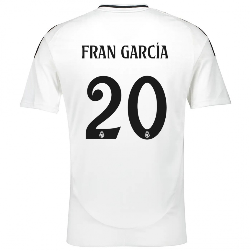 Niño Camiseta Fran García #20 Blanco 1ª Equipación 2024/25 La Camisa Perú