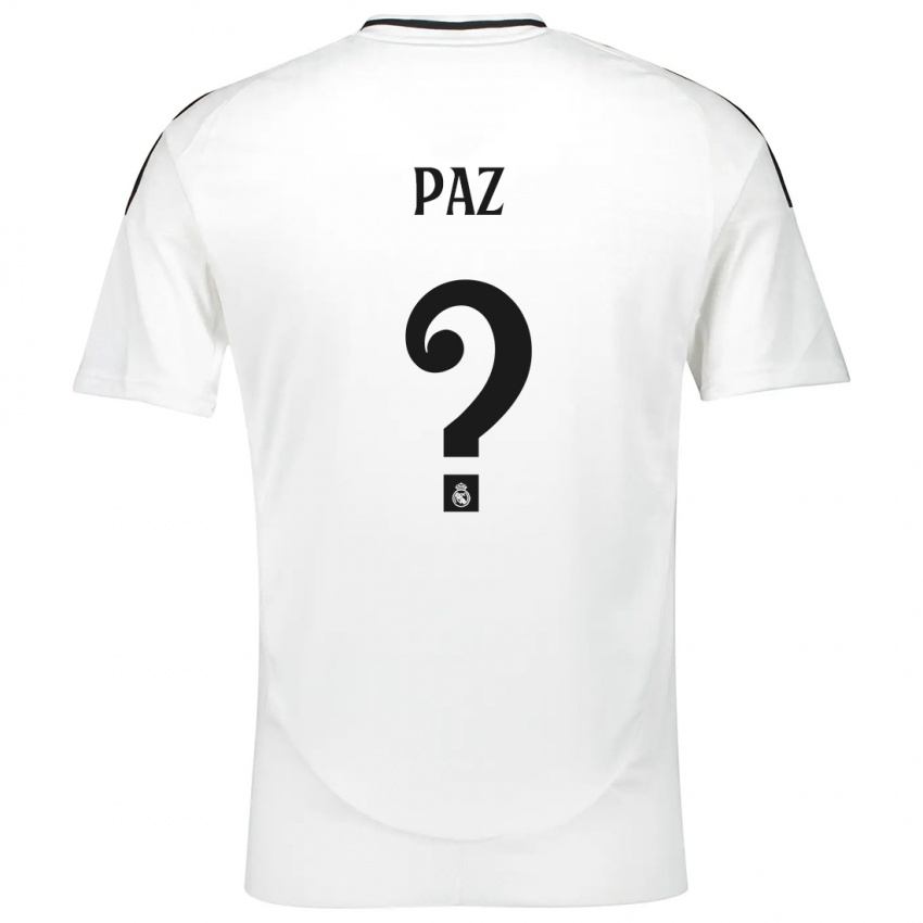 Niño Camiseta Nico Paz #0 Blanco 1ª Equipación 2024/25 La Camisa Perú