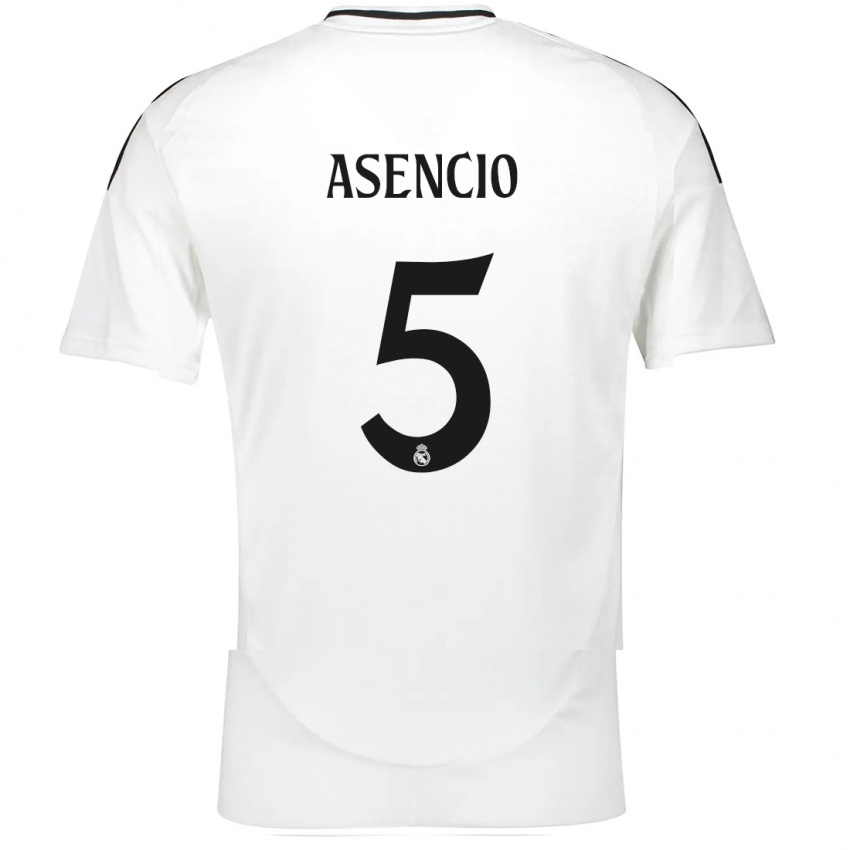 Niño Camiseta Raul Asencio #5 Blanco 1ª Equipación 2024/25 La Camisa Perú