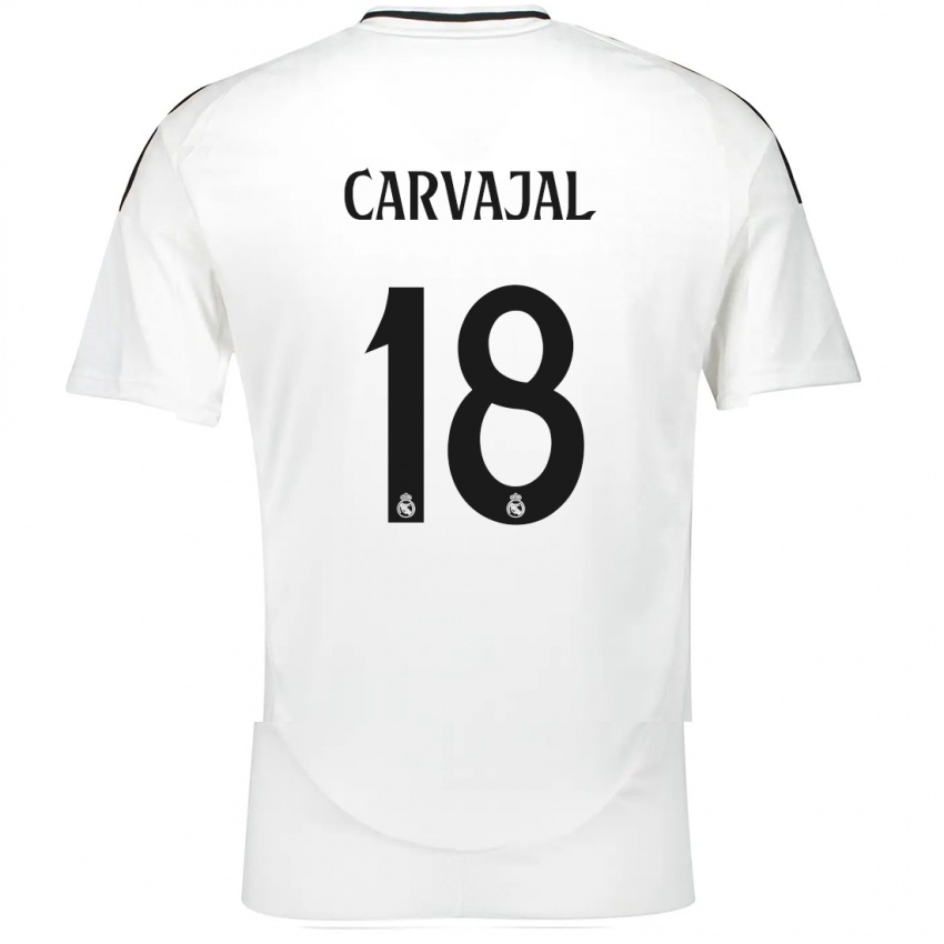 Niño Camiseta Angel Carvajal #18 Blanco 1ª Equipación 2024/25 La Camisa Perú