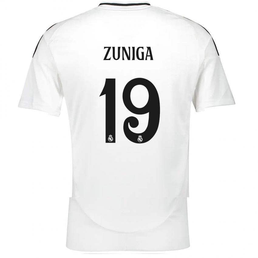 Niño Camiseta Loren Zúñiga #19 Blanco 1ª Equipación 2024/25 La Camisa Perú