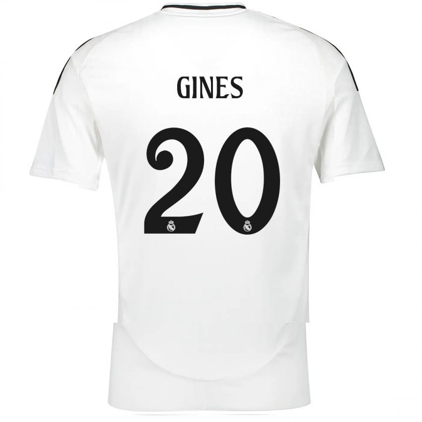 Niño Camiseta Alvaro Gines #20 Blanco 1ª Equipación 2024/25 La Camisa Perú