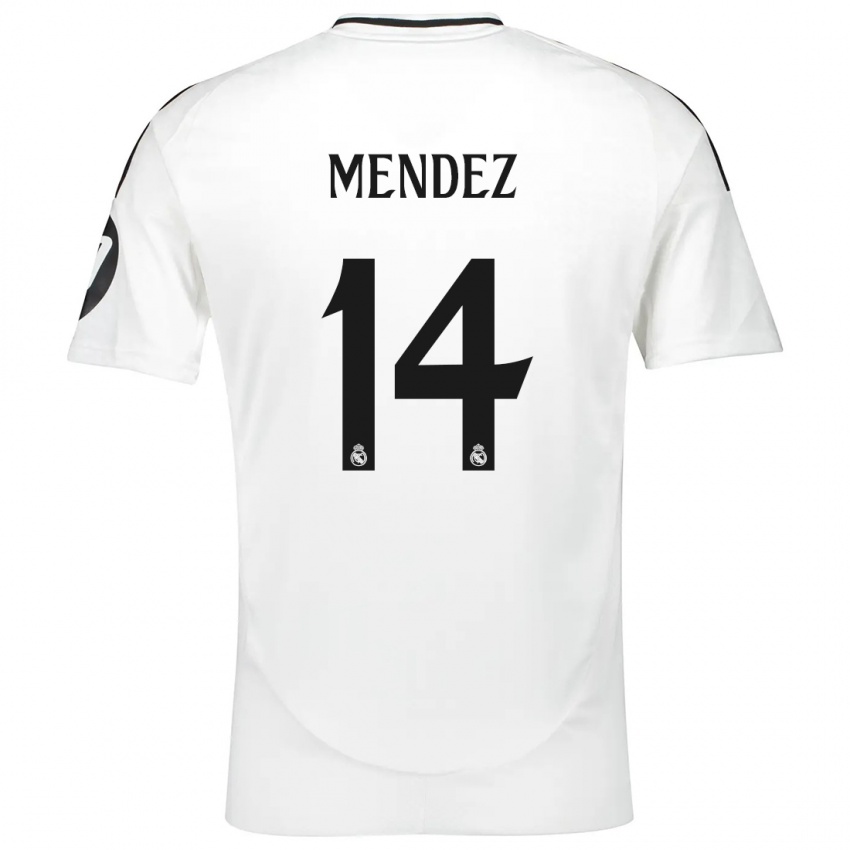 Niño Camiseta María Méndez #14 Blanco 1ª Equipación 2024/25 La Camisa Perú