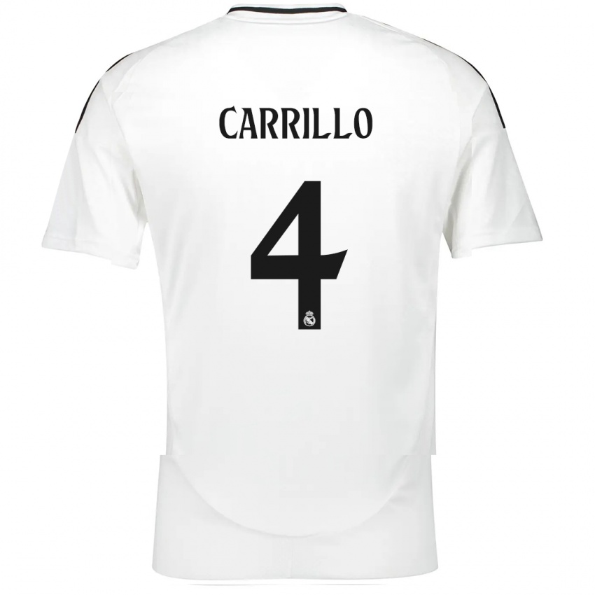 Niño Camiseta Alvaro Carrillo #4 Blanco 1ª Equipación 2024/25 La Camisa Perú