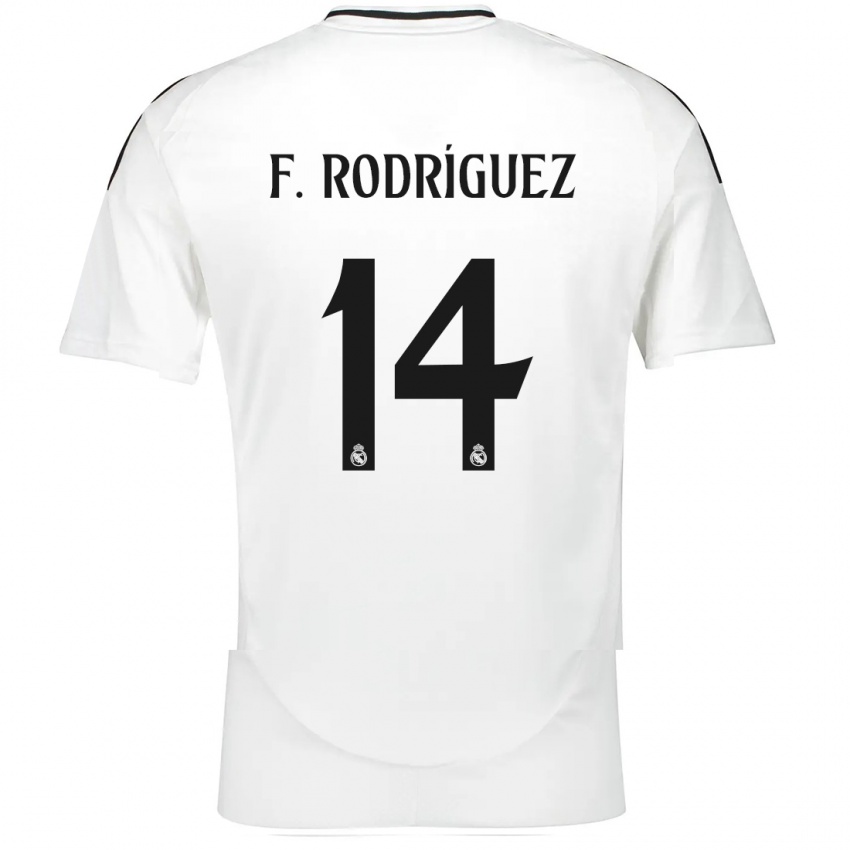 Niño Camiseta Fer Rodríguez #14 Blanco 1ª Equipación 2024/25 La Camisa Perú