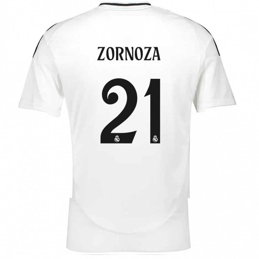 Niño Camiseta Claudia Zornoza #21 Blanco 1ª Equipación 2024/25 La Camisa Perú