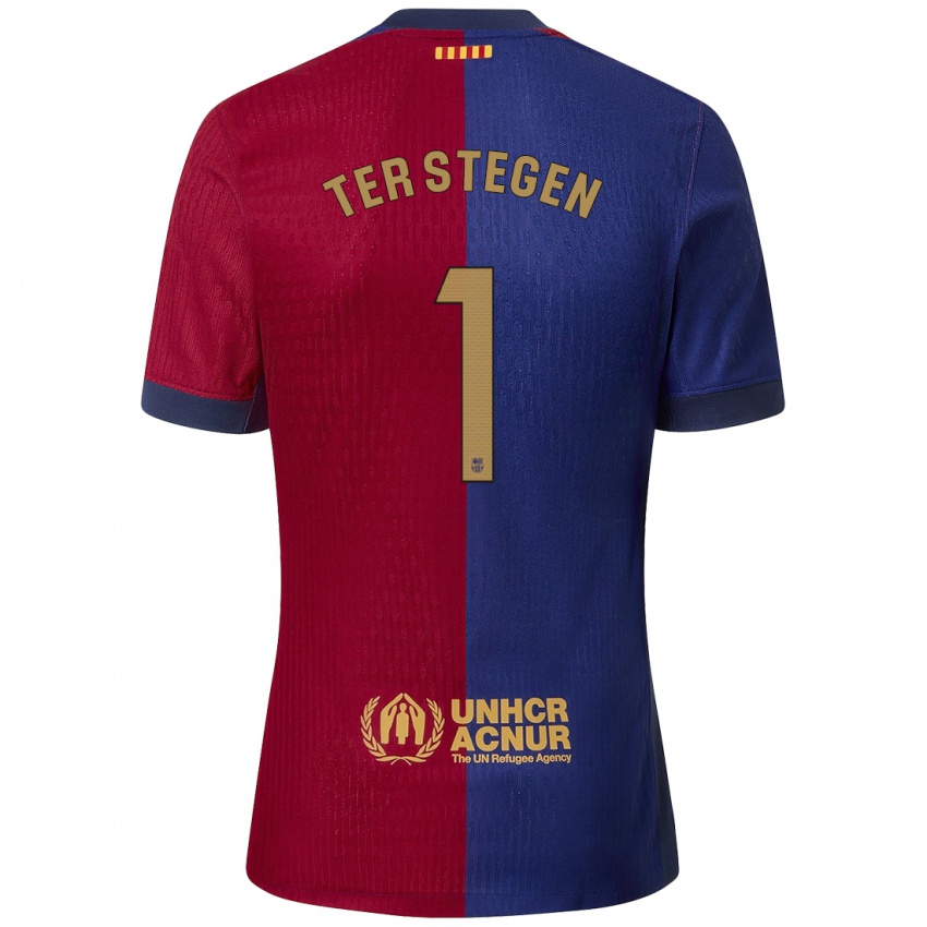 Niño Camiseta Marc-Andre Ter Stegen #1 Azul Rojo 1ª Equipación 2024/25 La Camisa Perú