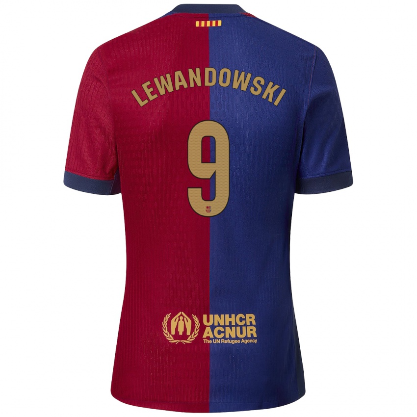 Niño Camiseta Robert Lewandowski #9 Azul Rojo 1ª Equipación 2024/25 La Camisa Perú