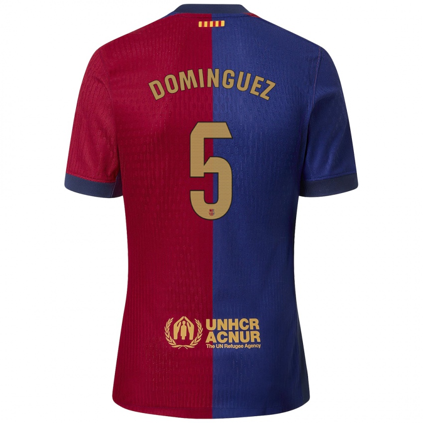 Niño Camiseta Sergi Dominguez #5 Azul Rojo 1ª Equipación 2024/25 La Camisa Perú