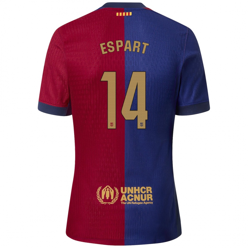 Niño Camiseta Xavi Espart #14 Azul Rojo 1ª Equipación 2024/25 La Camisa Perú