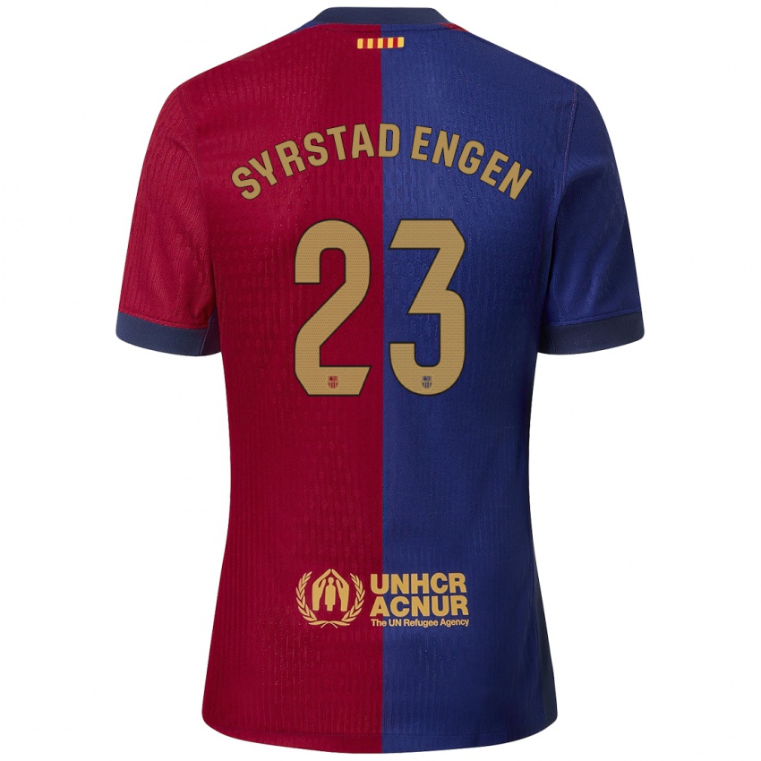 Niño Camiseta Ingrid Syrstad Engen #23 Azul Rojo 1ª Equipación 2024/25 La Camisa Perú