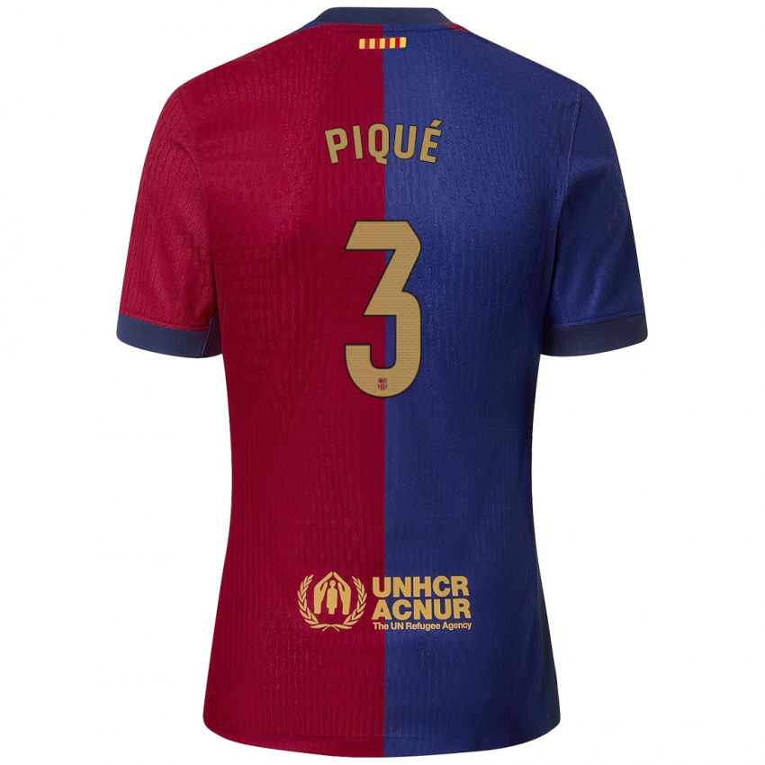 Niño Camiseta Gerard Piqué #3 Azul Rojo 1ª Equipación 2024/25 La Camisa Perú