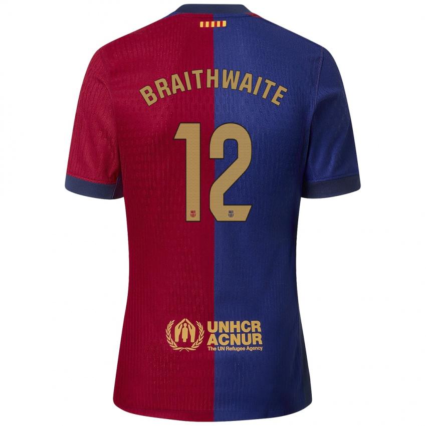 Niño Camiseta Martin Braithwaite #12 Azul Rojo 1ª Equipación 2024/25 La Camisa Perú