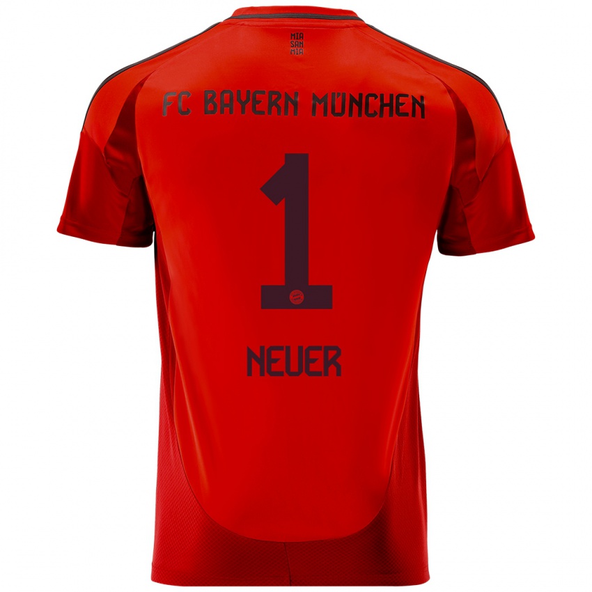 Niño Camiseta Manuel Neuer #1 Rojo 1ª Equipación 2024/25 La Camisa Perú