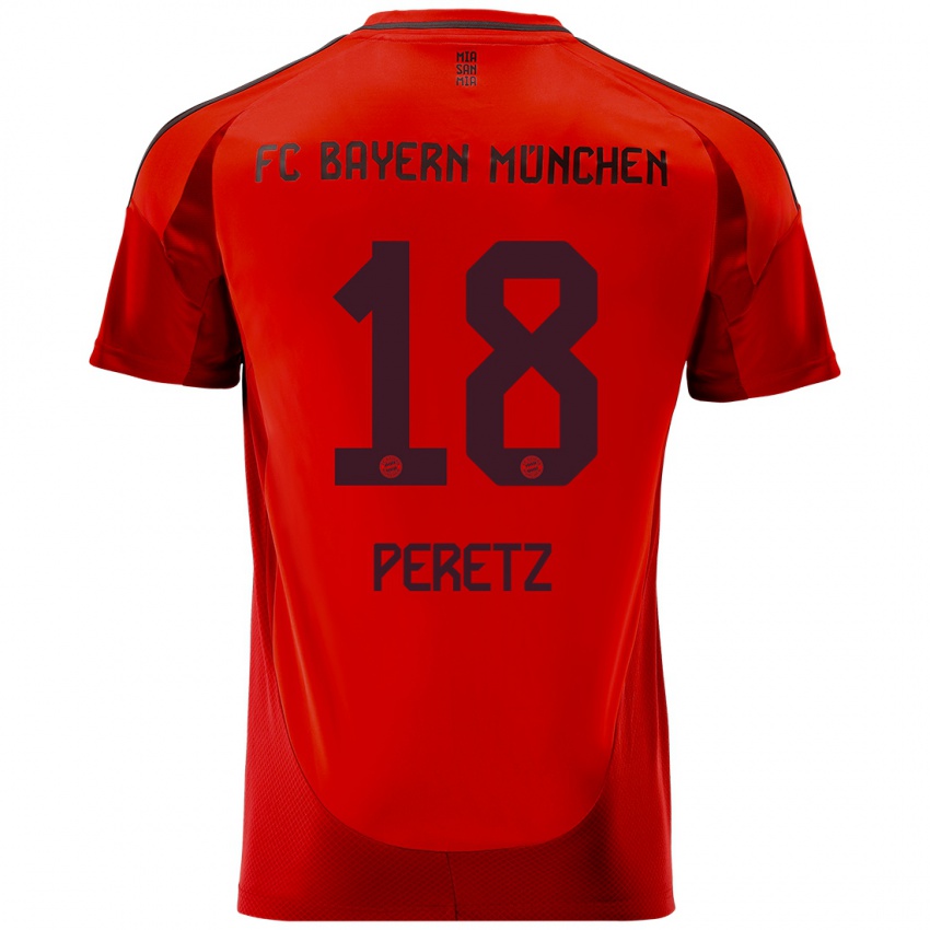 Niño Camiseta Daniel Peretz #18 Rojo 1ª Equipación 2024/25 La Camisa Perú