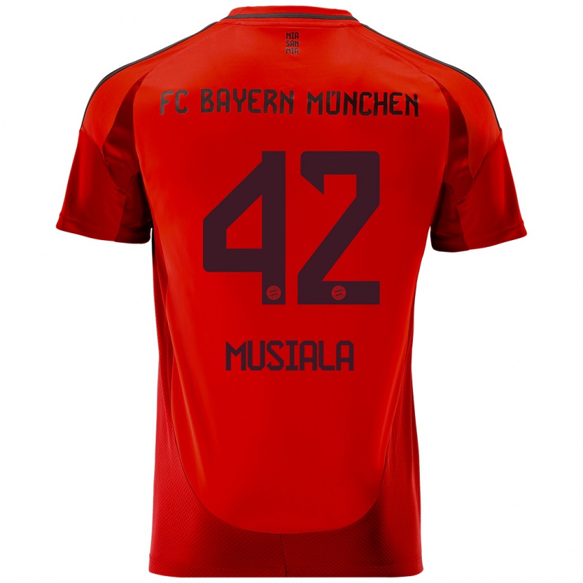 Niño Camiseta Jamal Musiala #42 Rojo 1ª Equipación 2024/25 La Camisa Perú