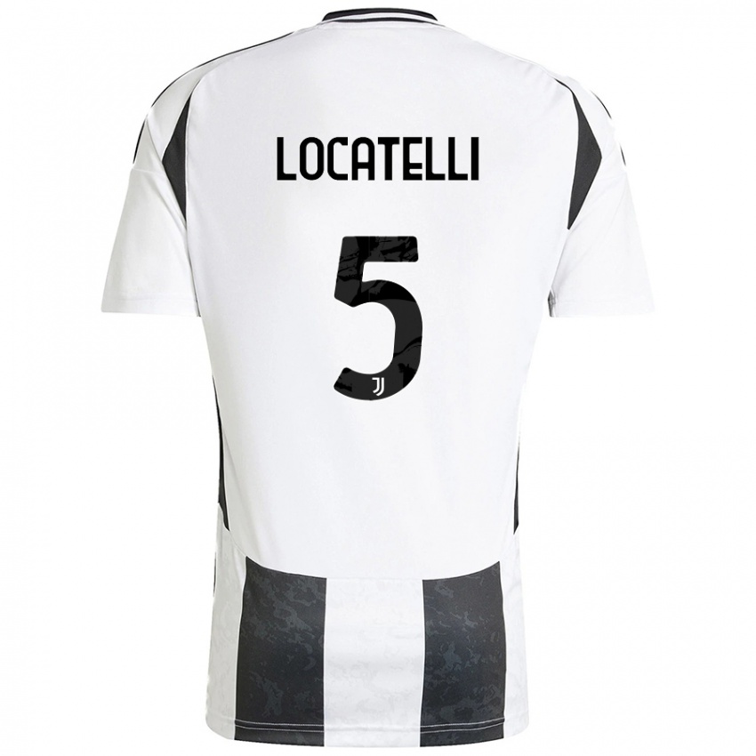 Niño Camiseta Manuel Locatelli #5 Blanco Negro 1ª Equipación 2024/25 La Camisa Perú