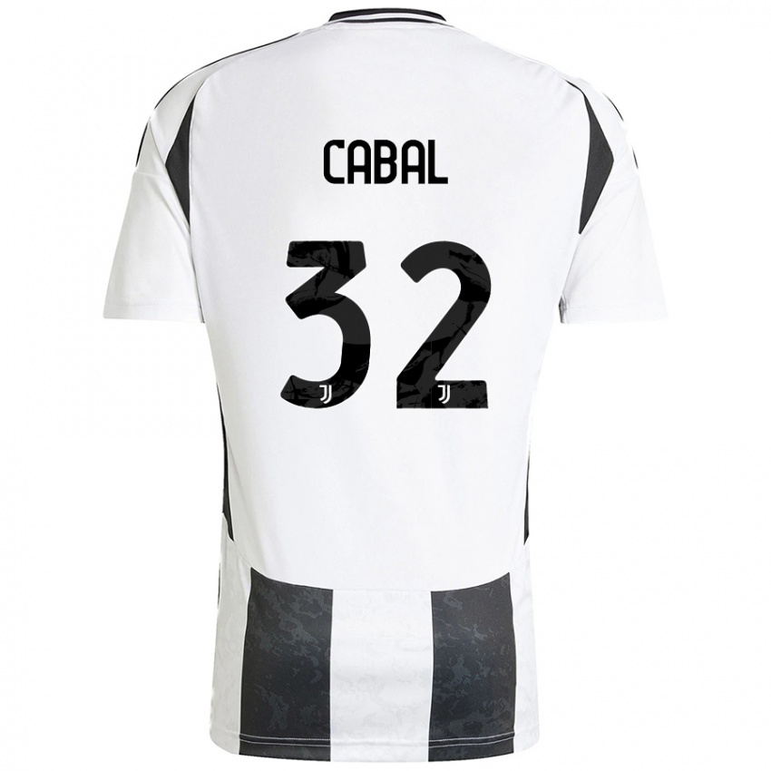 Niño Camiseta Juan Cabal #32 Blanco Negro 1ª Equipación 2024/25 La Camisa Perú