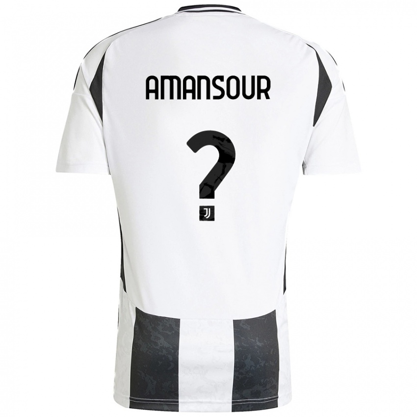 Niño Camiseta Adam Amansour #0 Blanco Negro 1ª Equipación 2024/25 La Camisa Perú