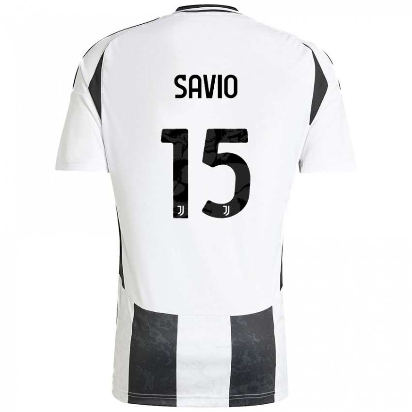 Niño Camiseta Federico Savio #15 Blanco Negro 1ª Equipación 2024/25 La Camisa Perú