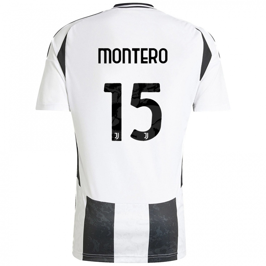 Niño Camiseta Alfonso Montero #15 Blanco Negro 1ª Equipación 2024/25 La Camisa Perú