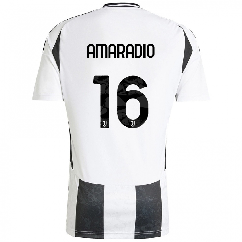 Niño Camiseta Luca Amaradio #16 Blanco Negro 1ª Equipación 2024/25 La Camisa Perú