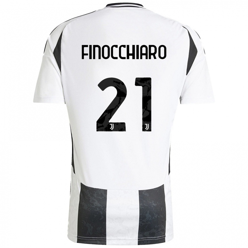 Niño Camiseta Gabriele Finocchiaro #21 Blanco Negro 1ª Equipación 2024/25 La Camisa Perú