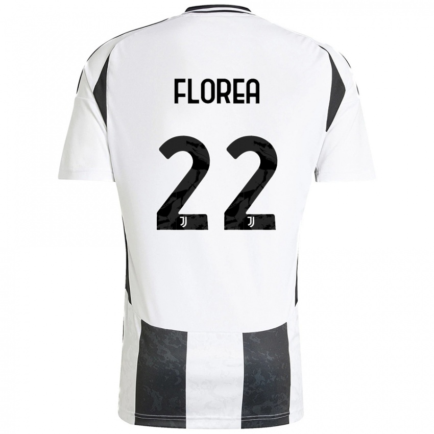 Niño Camiseta Andrei Florea #22 Blanco Negro 1ª Equipación 2024/25 La Camisa Perú