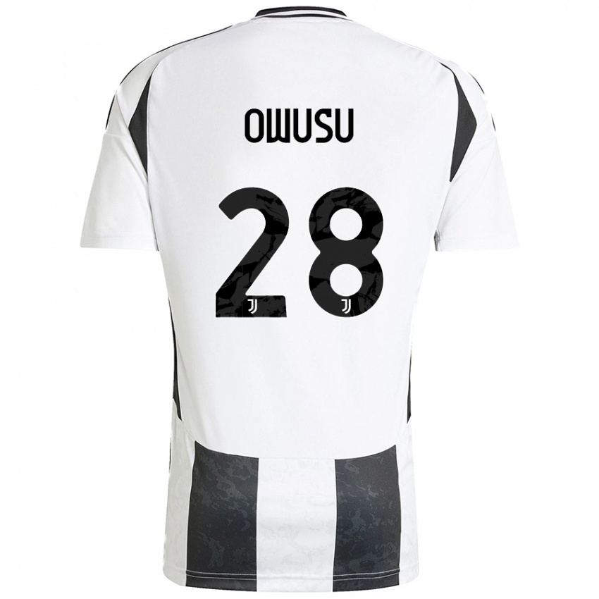 Niño Camiseta Augusto Owusu #28 Blanco Negro 1ª Equipación 2024/25 La Camisa Perú