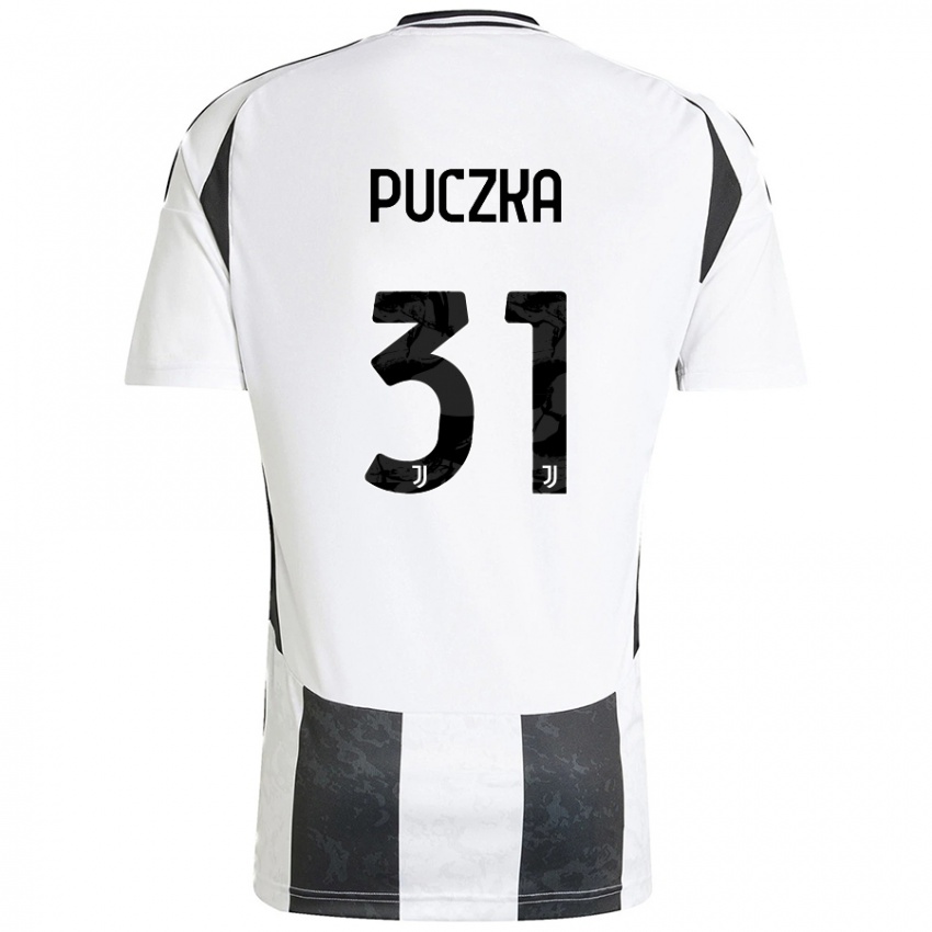 Niño Camiseta David Puczka #31 Blanco Negro 1ª Equipación 2024/25 La Camisa Perú