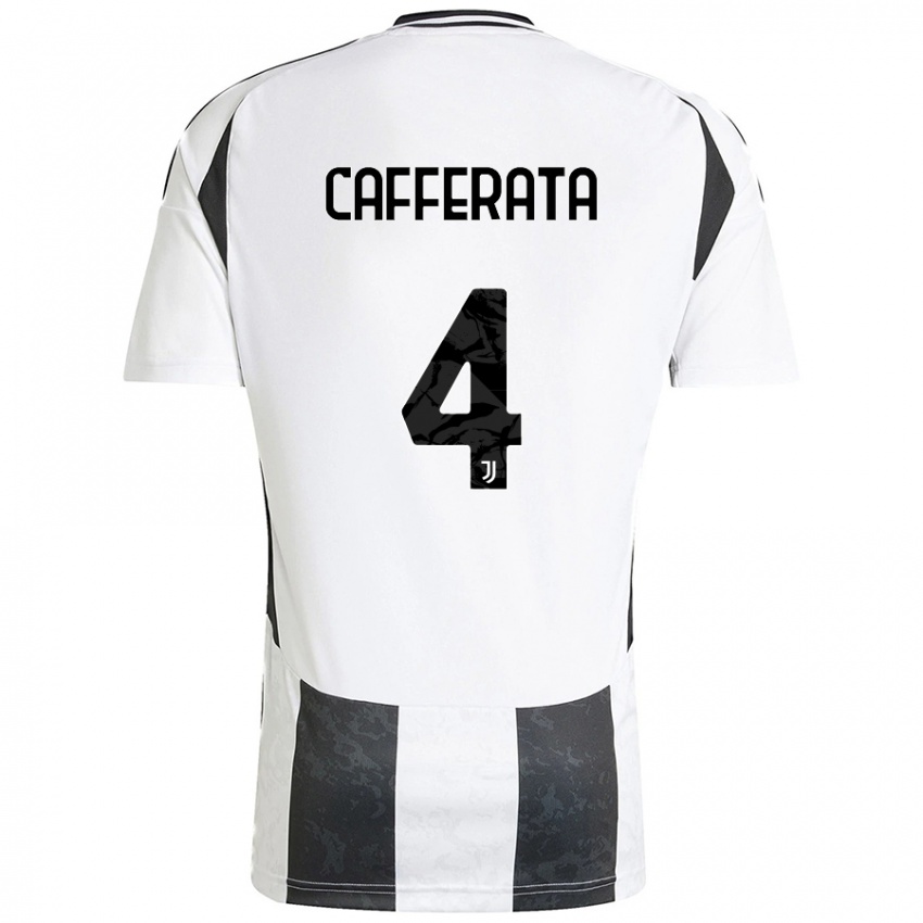 Niño Camiseta Federica Cafferata #4 Blanco Negro 1ª Equipación 2024/25 La Camisa Perú